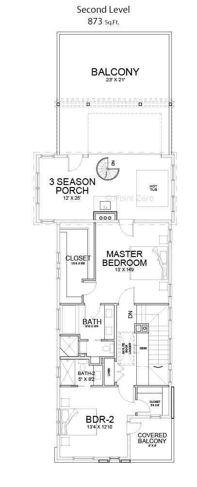Second story with 3 season porch floor plan 