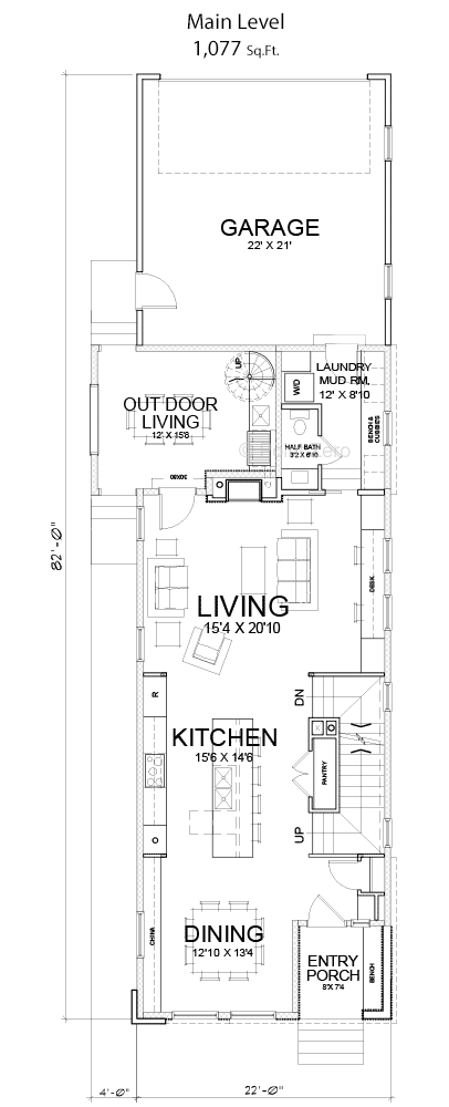 Main level floor plan for the Baldwin